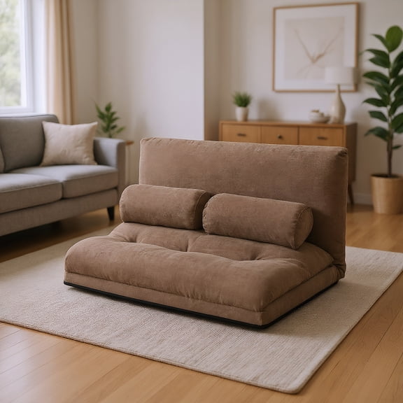 YYAo Lounge Sofa Couches, Comfy Couch Soft Sofa,6-Position Adjustable Sleeper Lounge Couch with 2 Pillows-Coffee