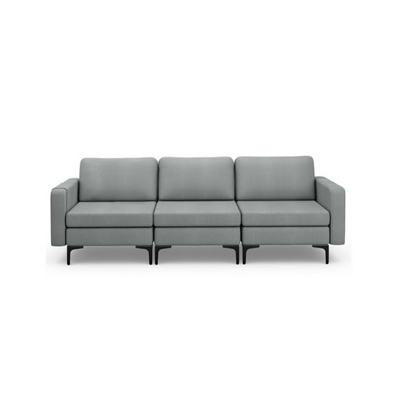 YYAo Loveseat Sofa Couches, Comfy Couch Soft Love Seats Sofa,Convertible Leather Sofa Couch with Magazine Pockets 3-Seat with 2 USB Port-Dark Gray
