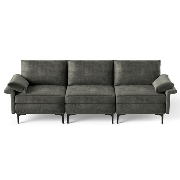 YYAo Loveseat Sofa Couches, Comfy Couch Soft Love Seats Sofa,Large 3-Seat Sofa Sectional with Metal Legs for 3-4 people-Gray