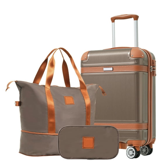 YYAo Luggage Suitcase,Hardshell Luggage Sets 3 Piece Carry-on Suitcase Double Spinner Wheels with TSA Lock, Weekender Duffel Bag, Toiletry Bag (20in)