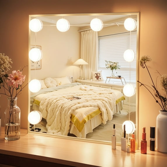 YYAo Makeup Vanity Lights for Mirror, Hollywood Style LED Vanity Mirror Lights with 10 dimmable Bulbs, USB Cable, White