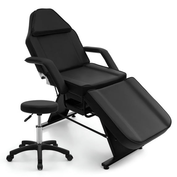YYAo Massage Table,Lash Bed Esthetician Bed,Tattoo Spa Facial Bed,72 Inch Massage Bed with Hydraulic Stool Removable Headrest and Storage Boxes-Black