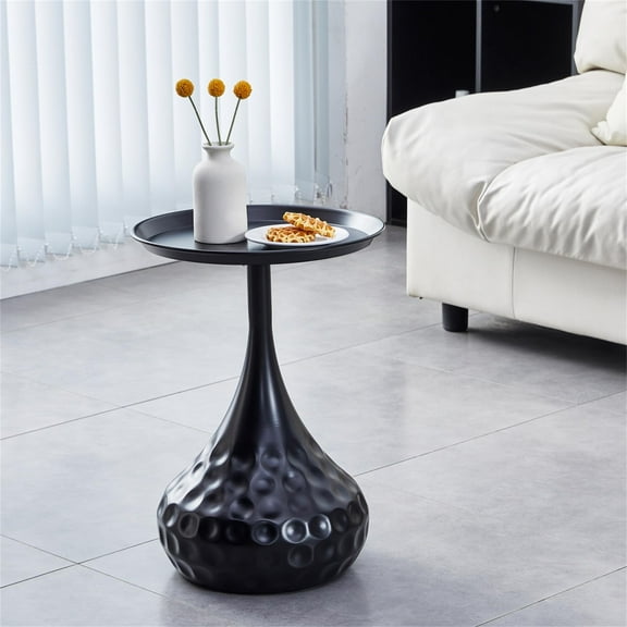 YYAo Metal Side Table, Small Sofa Table, Accent Side, Small Iron table, Nightstand for Living Room, Bedroom, Indoor & Outdoor, Black