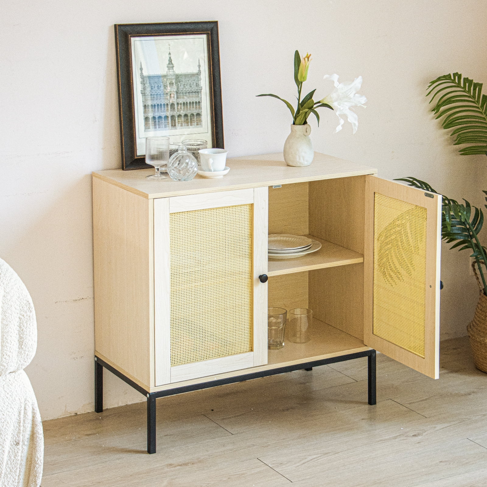 YYAo Mid-Century Buffet Sideboard Cabinets, Entryway Chest Kitchen Storage Cabinet for Dining Room, Living Room, Kitchen, Natural YYAo Mid-Century Buffet Sideboard Cabinets, Entryway Chest Kitchen Storage Cabinet for Dining Room, Living Room, Kitchen, Natural