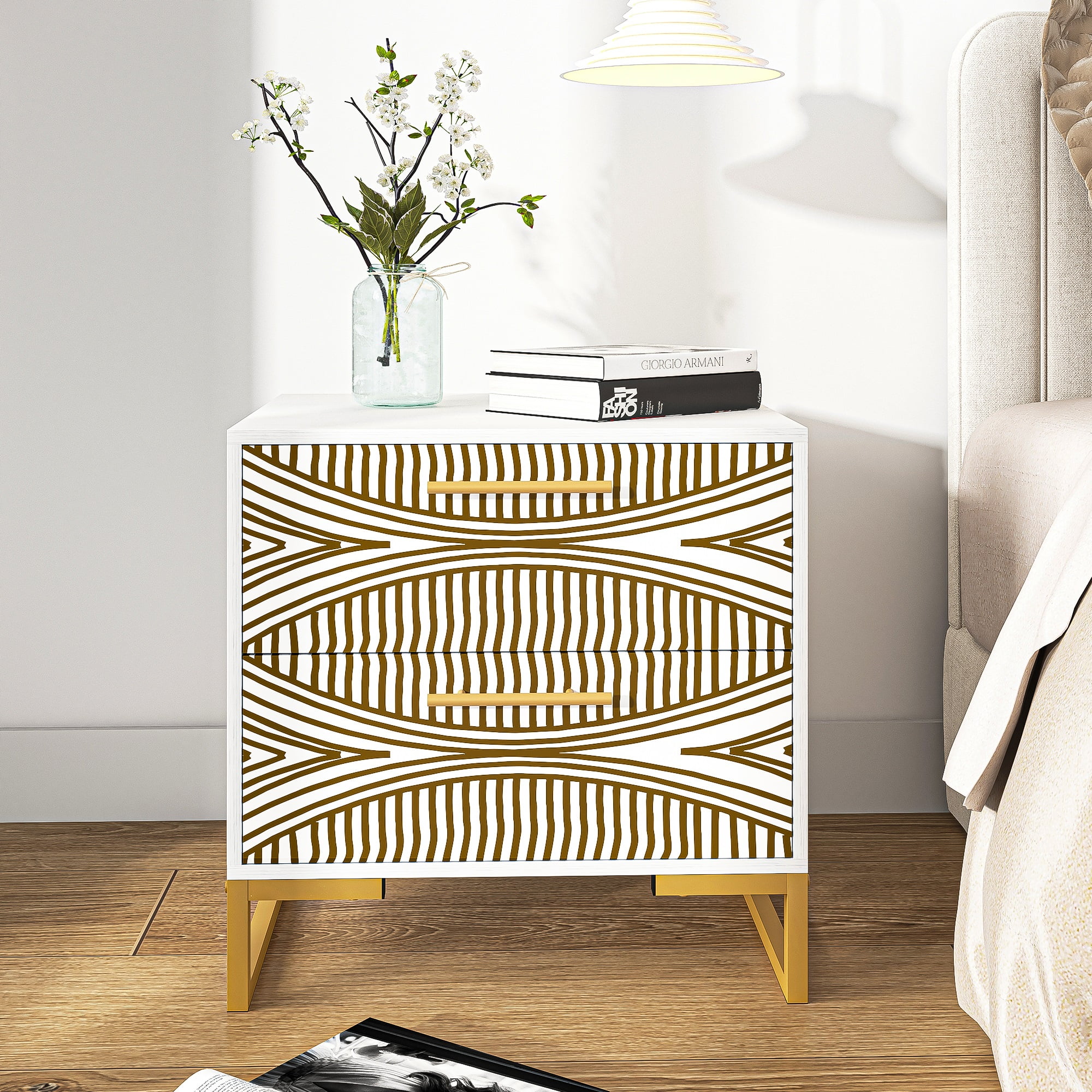 YYAo Modern 2 Drawer Nightstand, End Table Bedside Table with Storage for Living Room, Bedroom, White YYAo Modern 2 Drawer Nightstand, End Table Bedside Table with Storage for Living Room, Bedroom, White
