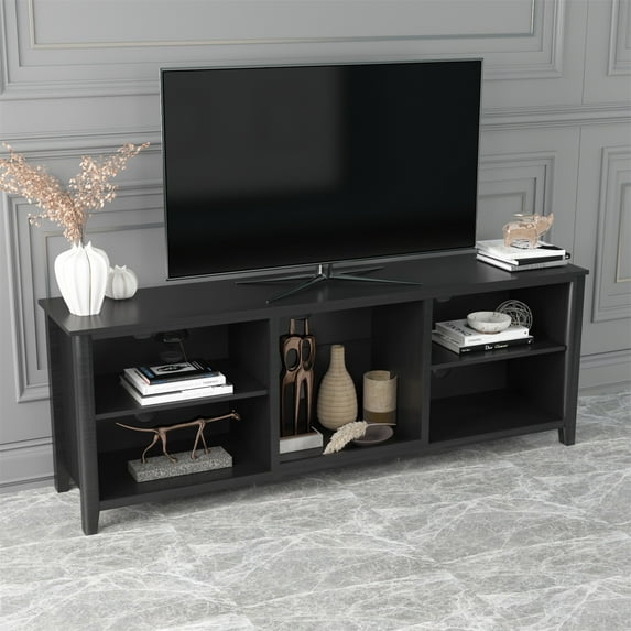 YYAo Modern Entertainment Center for TVs up to 78", Black TV Stand