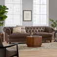 thumbnail image 1 of YYAo Modern Living Room 3 Seater Dark Brown Recliner Sofa, Space Spring Cushion and Solid Wood Frame Easy to Install (Dark Brown), 1 of 13