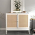 thumbnail image 1 of YYAo Natural Rattan Kitchen Storage Cabinet, Sideboard Buffet Cabinet for Dining Room, Hallway, White, 1 of 11