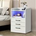 thumbnail image 1 of YYAo Nightstand, Side Table, Led Nightstand With 3 Drawers, Modern Bedside Night Stand End Table With Charging Station, Usb Ports And Outlets Led Light Strips(White), 1 of 7