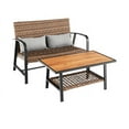 thumbnail image 1 of YYAo Outdoor Bistro Set, Outdoor Conversation Sets, 2 Pieces Patio Rattan Coffee Table Set with Shelf and Quick Dry Cushion, 1 of 6