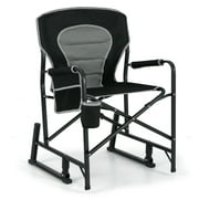 YYAo Outdoor Camping Chair, Outdoor Folding Seat,Outdoor Rocker Camping Chair with Dual Springs and Padded Back-Black