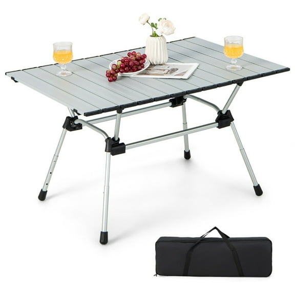 YYAo Outdoor Camping Table, Outdoor Folding Table,Folding Heavy-Duty Aluminum Camping Table with Carrying Bag-Silver