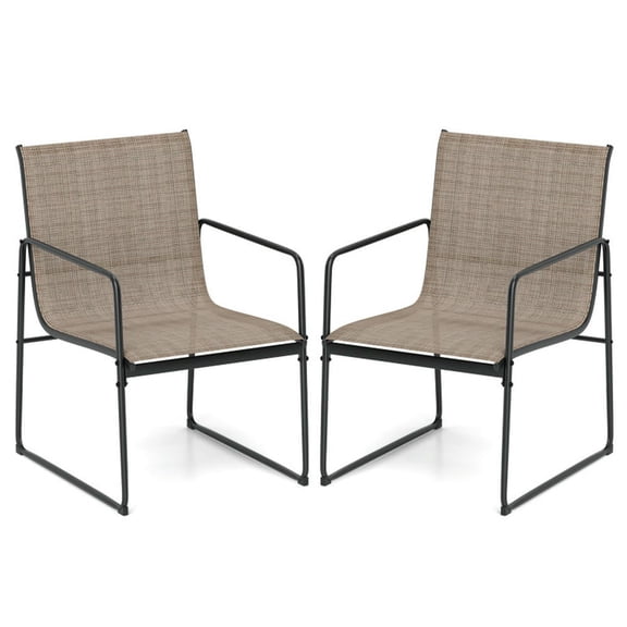 YYAo Outdoor Dining Chairs, Patio Kitchen Dining Room Chairs,Outdoor Dining Chairs Set of 2 Patio Furniture Chair with Breathable Seat and Backrest-Brown