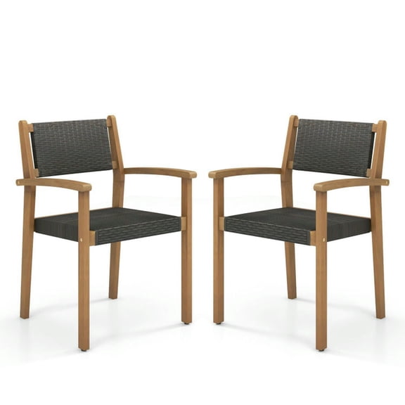 YYAo Outdoor Dining Chairs, Patio Kitchen Dining Room Chairs,Set of 2 Stackable Outdoor Wicker Dining Chair
