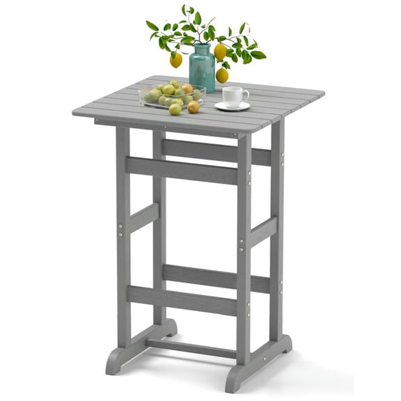 YYAo Outdoor Entertaining Tables,Patio Dining Table,30 Inch Square Bar Table Dining Table with Slatted Tabletop for Poolside-Gray