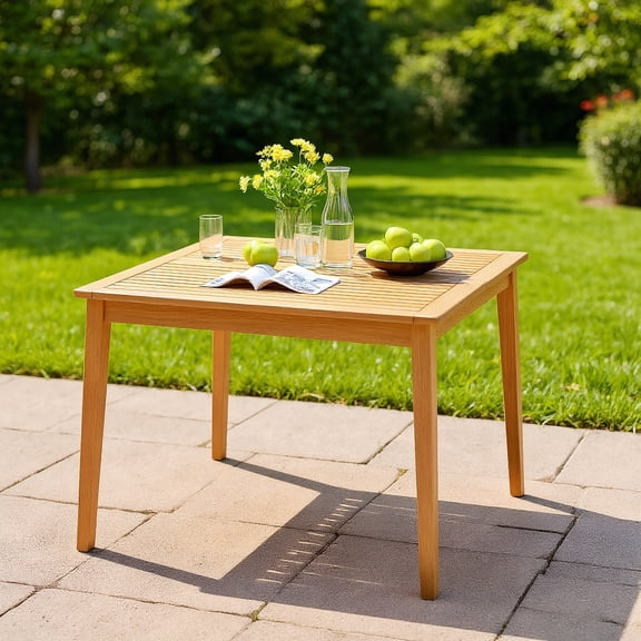 YYAo Outdoor Entertaining Tables,Patio Dining Table,39 Inch Acacia Wood Dining Square Bistro Table with 1.96 Inch Umbrella Hole