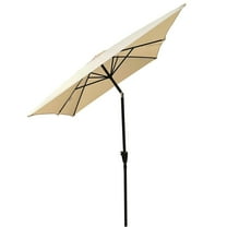 YYAo Outdoor Market Patio Table Umbrella,6 x 9ft Patio Umbrella Outdoor Waterproof Umbrella with Crank and Push Button Tilt without flap,Beige