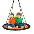 thumbnail image 1 of YYAo Outdoor Patio Porch Swing, Swing Chair Bench, 40" Kids Play Multi-Color Flying Saucer Tree Swing Set with Adjustable Heights-Orange, 1 of 6