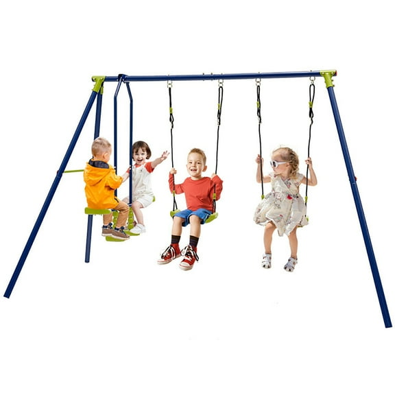 YYAo Outdoor Patio Porch Swing, Swing Chair Bench, 440 Pounds Kids Swing Set with Two Swings and One Glider