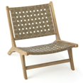 thumbnail image 1 of YYAo Outdoor Seating,Patio Chairs,Modern Armless Teak Wood Lounge Chair with Nylon Woven Backrest and Seat-Brown, 1 of 9