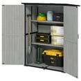 thumbnail image 1 of YYAo Outdoor Storage Shed, Garden Tool Shed,Outdoor Garden Shed with Asphalt Roof, 2 Shelves, Lockable Doors and Adjustable Feet, Gray, 1 of 11