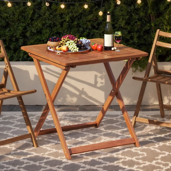 YYAo Outdoor Tables,Patio Dining Table,29.5 Inch x 29.5 Inch Patio Dining Table with Teak Painting and Umbrella Hole