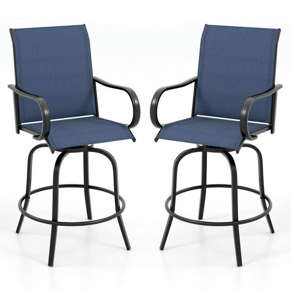 YYAo Patio Bar Furniture,Outdoor Patio Furniture,2 Pieces 360 Rotating Bar Stool Set with Armrests for Patio-Navy