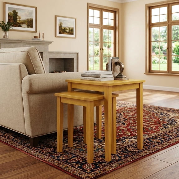 YYAo Patio Center Tables,2 Pieces Space Saving Design Teak Wood Outdoor Patio Nesting Table
