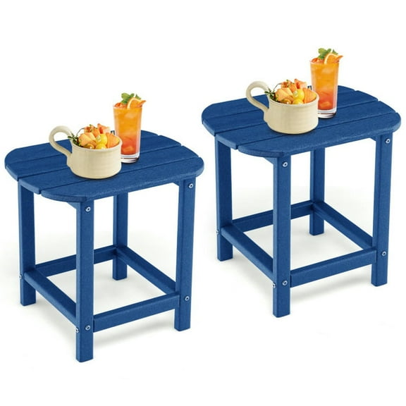 YYAo Patio Center Tables,2-Pieces18 Inches Adirondack Outdoor Side Table for Patio and Garden-Navy