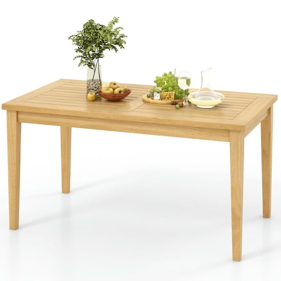 YYAo Patio Center Tables,20 Inch x 35.5 Inch Outdoor Teak Wood Coffee Table with Slatted Tabletop for Balcony