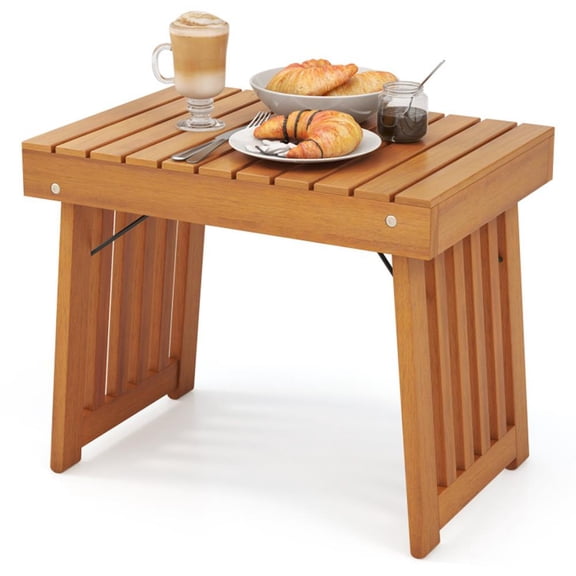 YYAo Patio Center Tables,Patio Foldable Side Table with Slatted Tabletop for Backyard