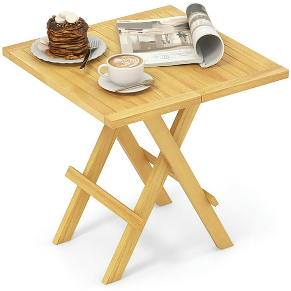 YYAo Patio Center Tables,Patio Folding Side Table with X-shaped Legs and Slatted Tabletop