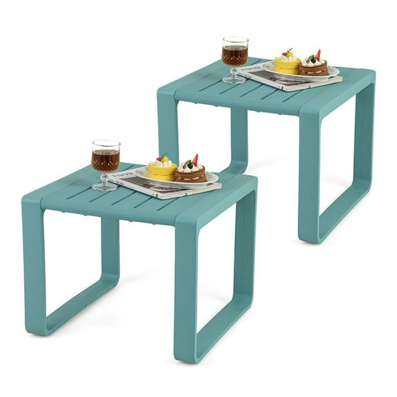 YYAo Patio Center Tables,Weather Resistant Adirondack Outdoor Side Table Set of 2-Blue