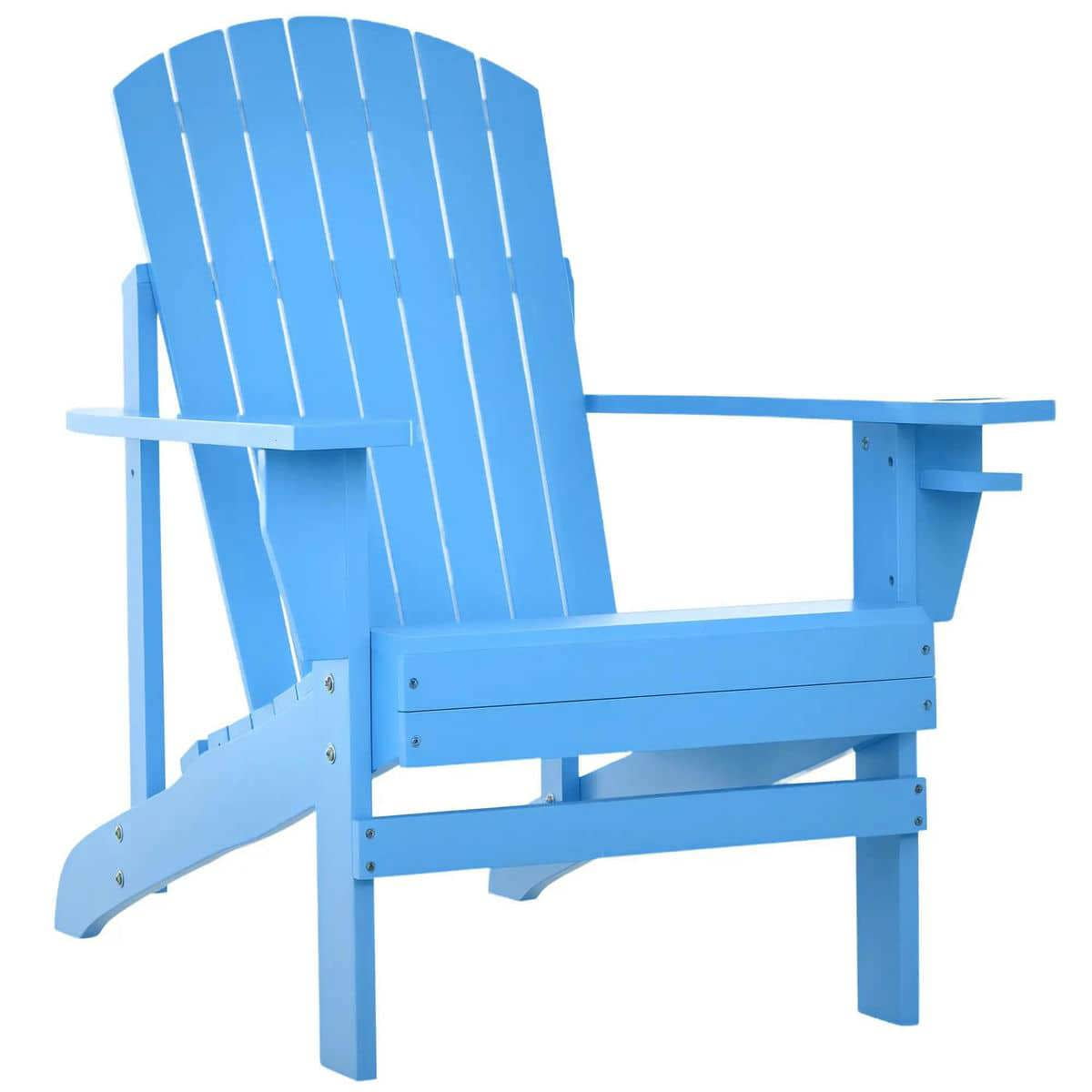 YYAo Patio Chairs, Patio Adirondack Chairs,Oversized Adirondack Chair, Outdoor Fire Pit and Porch Seating, Classic Log Lounge w/ Built-in Cupholder, Blue