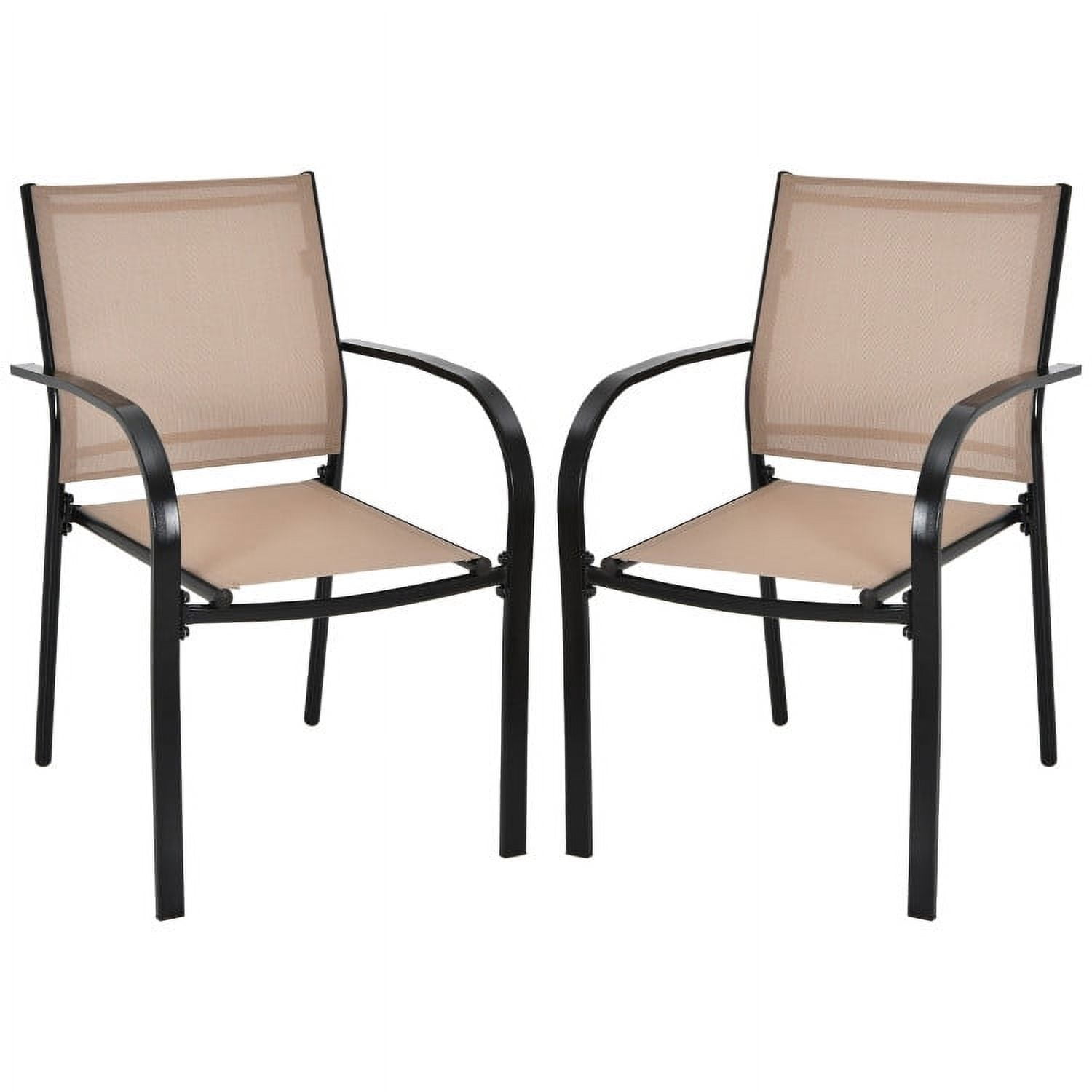 YYAo Patio Dining Chairs, Outdoor Furniture Set Bistro Chairs, Set of 2 Patio Stackable Dining Chairs with Armrests Garden Deck-Brown YYAo Patio Dining Chairs, Outdoor Furniture Set Bistro Chairs, Set of 2 Patio Stackable Dining Chairs with Armrests Garden Deck-Brown