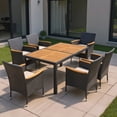 thumbnail image 1 of YYAo Patio Dining Table, Outdoor Dining Set, Picnic Set, 7 Pieces Outdoor Dining Set with Umbrella Hole for Backyard, 1 of 8