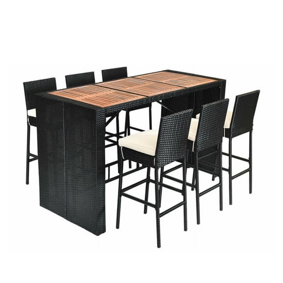 YYAo Patio Dining Table, Outdoor Dining Set, Picnic Set, 7 Pieces Patio Rattan Wicker Dining Furniture Set