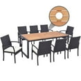 thumbnail image 1 of YYAo Patio Dining Table, Outdoor Dining Set, Picnic Set, 9 Pieces Patio Rattan Dining Set with Acacia Wood Table for Backyard Garden-L-shaped Handrail, 1 of 9
