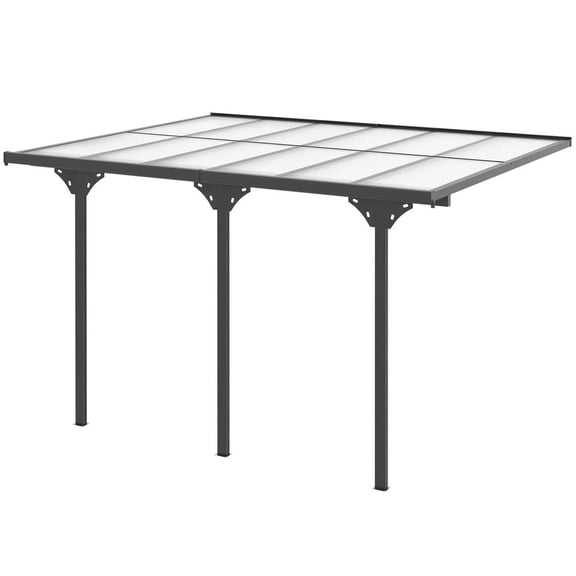 YYAo Pergola Shade Shelter, Outdoor Gazebo,12' x 10' Outdoor Polycarbonate Pergola, Transparent UV Blocking Awning, Hardtop Deck Gazebo,Gray