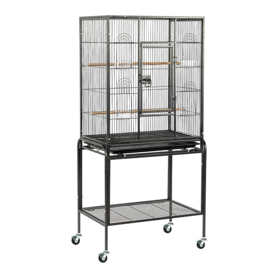 YYAo Pet Bird Cage, Bird Cage,53" Large Flight Bird Cage with Rolling Stand & Storage Shelf for Parrots Lovebird Cockatiel Parakeets, Black