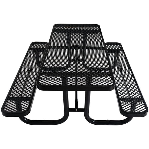 YYAo Portable Picnic Tables,6 ft. Rectangular Outdoor Steel Picnic Table ,BLACK with umbrella pole
