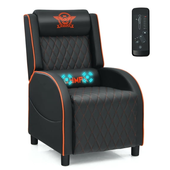 YYAo Recliners Home Theater Seating, Reclining Sofa Chair,Massage Gaming Recliner Chair with Headrest and Adjustable Backrest for Home Theater-Orange