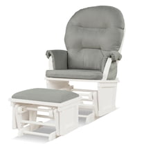 YYAo Recliners Home Theater Seating, Reclining Sofa Chair,Wood Baby Glider and Ottoman Cushion Set with Padded Armrests for Nursing-Light Gray