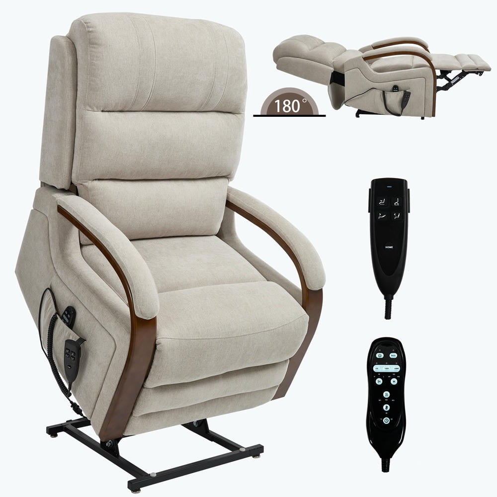 YYAo Reclining Lounge Chair with Solid Wood Armrests, Heat Massage and ...