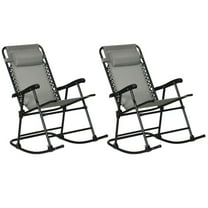 YYAo Rocking Bistro Chairs, Outdoor Rocker Chairs,Outdoor Rocking Chair Set of 2, Patio Folding Lawn Rocker Set with Headrests, Gray