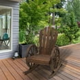 thumbnail image 1 of YYAo Rocking Bistro Chairs, Outdoor Rocker Chairs,Wooden Rocking Chair, Outdoor Rocking Chair with Wagon Wheel Armrest for Porch, Poolside, and Garden, Carbonized, 1 of 14