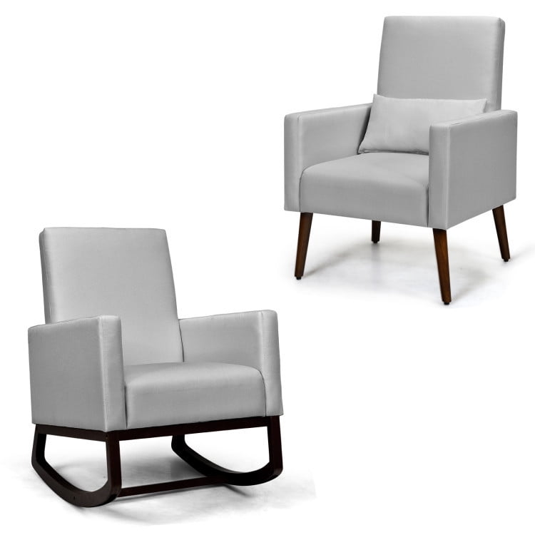 YYAo Rocking Chair, Nursery Chair,Nursery Rocking Chairs,2-in-1 Fabric Upholstered Rocking Chair with Pillow-Light Gray