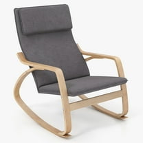 YYAo Rocking Chair, Nursery Chair,Nursery Rocking Chairs,Stable Wooden Frame Leisure Rocking Chair with Removable Upholstered Cushion-Gray