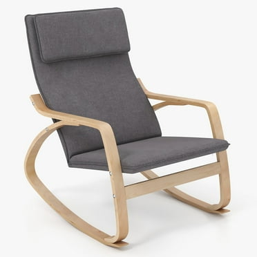 YYAo Rocking Chair, Nursery Chair,Nursery Rocking Chairs,Stable Wooden Frame Leisure Rocking Chair with Removable Upholstered Cushion-Gray