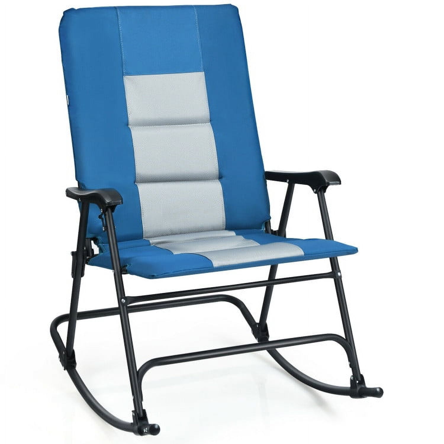 YYAo Rocking Chairs Outdoor, Foldable Rocking Padded Portable Camping Chair with Backrest and Armrest -Blue, Patio Rocking Chairs YYAo Rocking Chairs Outdoor, Foldable Rocking Padded Portable Camping Chair with Backrest and Armrest -Blue, Patio Rocking Chairs